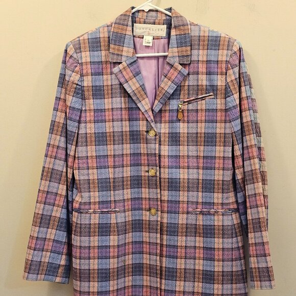 Vintage Women's Doncaster Plaid Seersucker Jacket Size 12 Made in USA - Picture 1 of 9